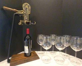 07 Roger Estates Wine Bottle Opener , Set Of 6 Towle Full Lead Crystal Wine Glasses