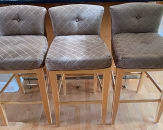 Suede Tufted Bar Height Stools