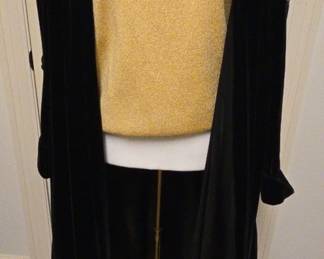 St. John Gold Camisole And Black Velvet Opera Coat