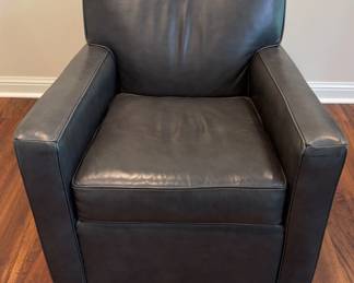 Leather Swivel Club Chair, Charcoal Grey by Gold Williams N.C.