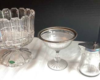 Shannon Crystal Footed Trifle Bowl, Vintage Art Deco Candy Dish