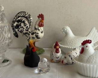 Vintage Chicken On Basket Lidded Dish Milk Glass Shannon Crystal