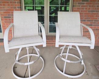 Ivory Bar Height Sling Swivel Patio Chairs