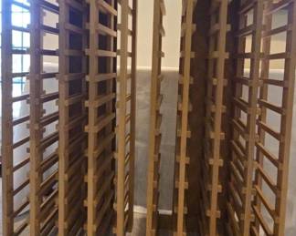2 Freestanding Wood Wine Racks, Natural Finish, Each Holds 44 Bottles