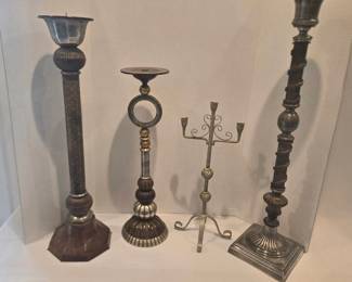 4 Large Floor Candle Holders 1 Wrought Iron Holder Holds 5 Candles