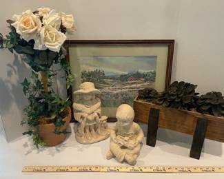Framed Watercolor Print, Ceramic BriyhtEyes Sculptures, Fake Plant Displays