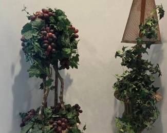 Faux Grape Vine Plant With Stone Base And Faux Ivy Plant Withwire Top