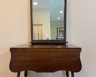 American Colonial Drop Leaf Table and Hand Painted Empire Mirror