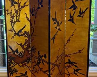 03 Antique FourPanel Chinese Lacquer Coromandel Screen, Two Sided