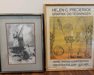 European Harbor Scene by Michael Austin 1966, Norwegian Print