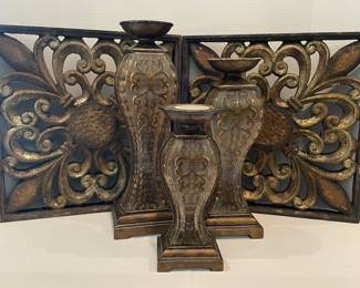 Lightweight Wood Wall Plaques, Resin Candle Holders