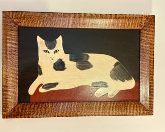 Theresa Malafeew Folk Art with Grain Painted Frame.