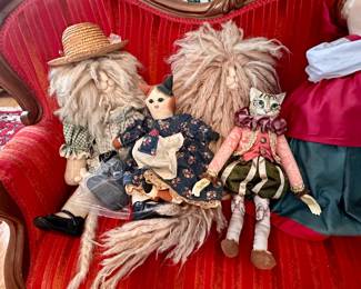 Fuzzy Mohair Cats in back by Judith Loeber circa 1984