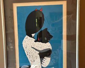 The Black Cat by Yoshitaka Nakao Woodcut print