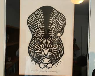 Tiger Cat by Jacques Hnizdovsky 1978. woodcut 241/250
