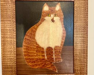 Theresa Malafeew Folk Art with Grain Painted Frame.