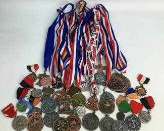 Wrestling and Sports Medals with Ribbons and Pin Attachments