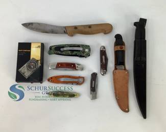 Assorted Knives and Ace Camp Map Compass