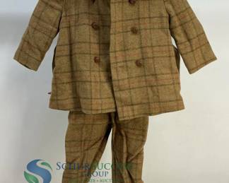 Vintage Children's Brown Plaid Wool Coat and Pants