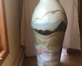 4’ hand-thrown stoneware ‘vase’ by Bonnema pottery in Maine. Glaze evocative of Maine landscape