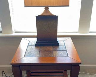 Brown Cherry Slate Table 1 And Lamp