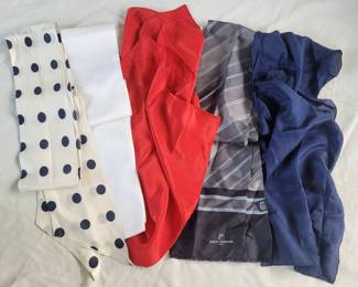 Five Red White Blue Silk Scarves Paco Rabanne Paris Polka Dot