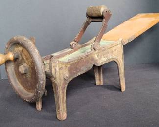 Antique German Tobacco Cutter Late 19th C. Early 20th C. Cast Iron Single Wheel