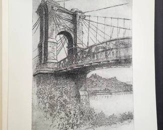 1966 Caroline Williams John A. Roebling Centennial Suspension Bridge Print
