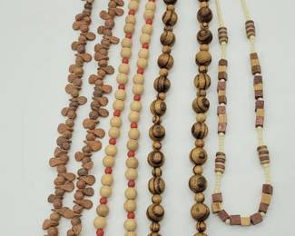 Four Necklaces Wooden Beads Mexican Clay Beads