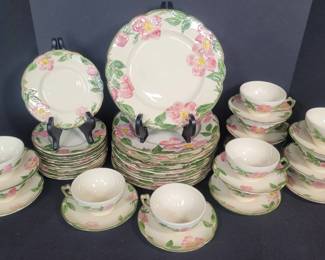 Fransican Ware Desert Rose 4 Piece Place Setting for 12 Dinner Plate Bread Plate Cup Saucer