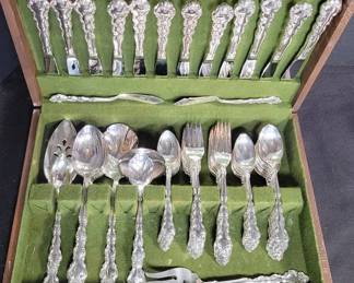 Oneida Community Beethoven Silverplate Flatware Service for 12 with Serving Pieces in Box