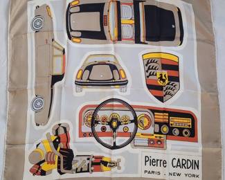 1970s Pierre Cardin Porsche Car Silk Scarf