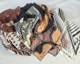 Four Silk Square Scarves Richard Allan Norell Anne Klein Vintage Burmel