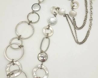 Chicos Silver Tone Long Fashion Necklace