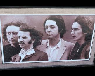 Custom Framed Beatles Poster BW Ringo Starr Paul McCartney John Lennon George Harrison