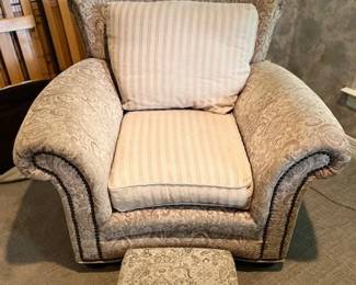 Elegant Cloth Chair and Footstool