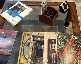 Coffee Table Books and small Magazine Caddy, & Coaster Set