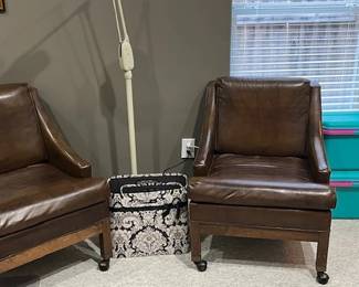 2 matching Leather chairs & storage items