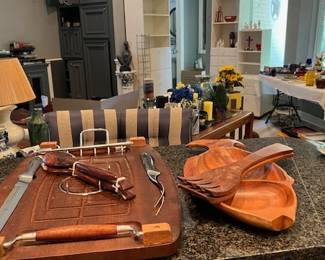 Beautiful Lamp, Cutting Board and Wooden Serving Tray