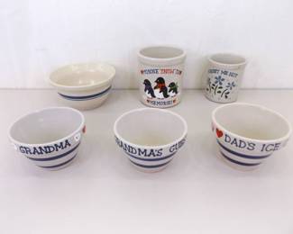 Lot of Vintage Roseville RRP Hand Painted Crocks, Bowls, etc.