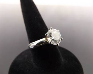 .925 Sterling Silver Zirconia Solitaire Ring Size 5