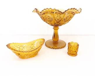 Large 10" Amber Imperial Glass etc. Compote etc.