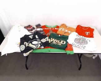 Lot of Novelty Clothes, Jerseys, Gag Sweaters, etc.