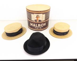 Lot of Vintage Mens Hats in Vintage Hat Box