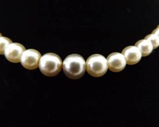 Vintage .925 Sterling Silver Authentic Pearl Necklace Choker