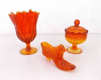 Lot of Vintage L.E. Smith, Fenton, etc. Amberina Glass