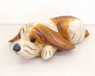 Vintage 15" Wood Carved Basset Hound Dog