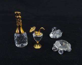 Lot of Swarovski Brand Crystal Swan, Champagne Bottle, etc.