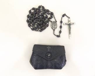 Antique Sterling Silver Catholic Rosary in Original Leather Pouch