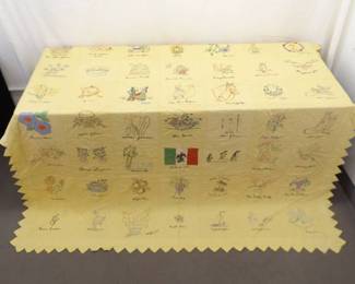 Vintage Handmade Multiple Artist Signed Yellow Patchwork Quilt